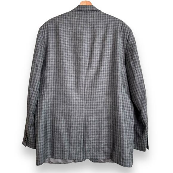 Lauren Ralph Lauren Wool Silk Blend Gray Plaid Two Button Blazer Men's Size 46L - Picture 2 of 13